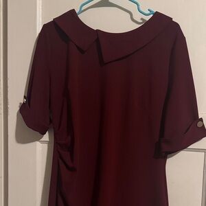 Elegant Burgundy Dress with Collar